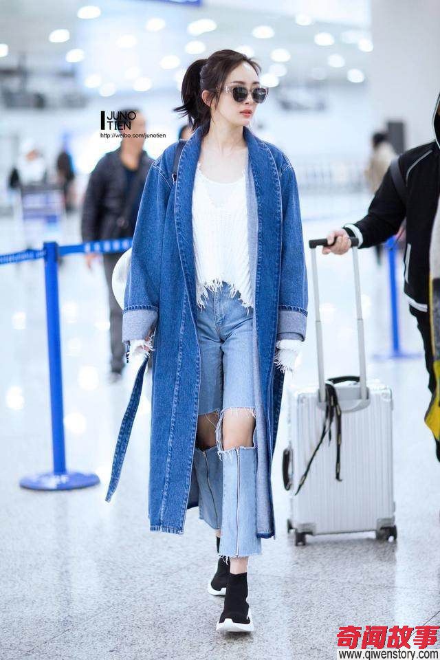 同样是“街拍达人”的杨幂、娜扎隔空撞衫，娜扎这次赢得漂亮_0