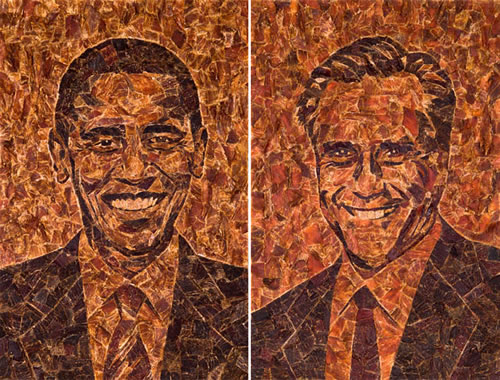 “牛肉干”总统选举肖像画 花了50个小时完成这个作品