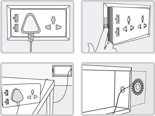 分离设计 Free Socket插座 可以直接将插座从墙壁上取下来
