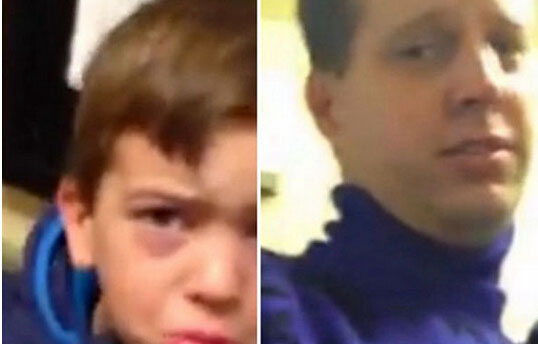 儿子嫌父亲毛衣太丑 哭着拒绝被送到教室门口