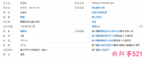 韩友透露,孙艺珍和玄彬明年将结婚,孙艺珍个人资料