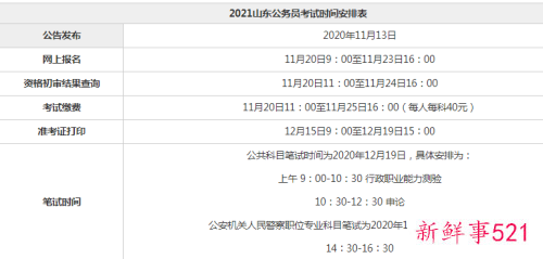 2022山东公务员考试时间
