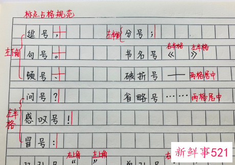 作文标点符号占格图解