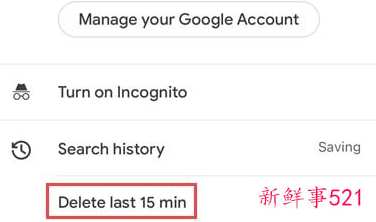 谷歌近15分钟搜索历史现可以直接删除
