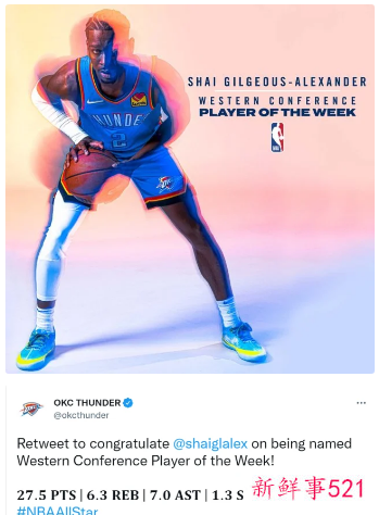 沃克、亚历山大获NBA周最佳