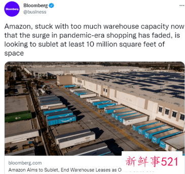 亚马逊计划转租至少1000万平方英尺的仓库空间