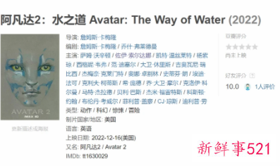 《阿凡达2》确认将于年内上映