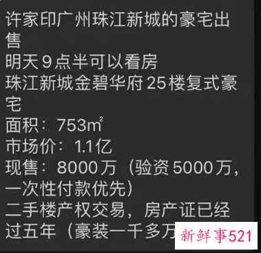 许家印为恒大打折出售过亿豪宅
