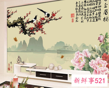电视背景墙用山水画风水好吗