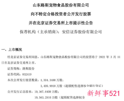 路斯股份成北交所“宠物食品第一股”
