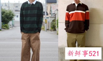 阔腿裤配polo衫男生