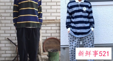 阔腿裤配polo衫男生