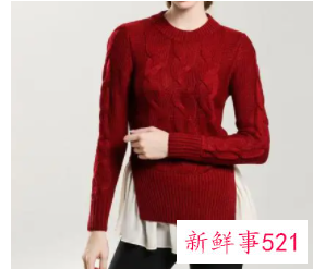 酒红毛衣搭配白衬衫