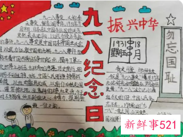 高中勿忘国耻手抄报