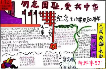 高中勿忘国耻手抄报