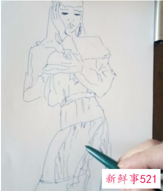 穿裙子的坐姿速写