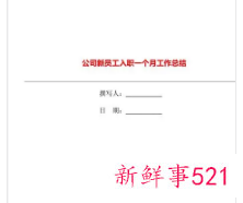新员工入职第一个月工作总结怎么写