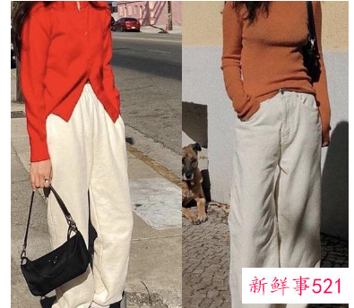 直筒裤穿搭图片