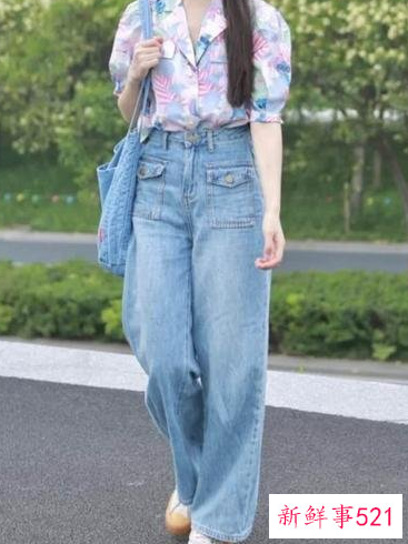 直筒裤穿搭图片