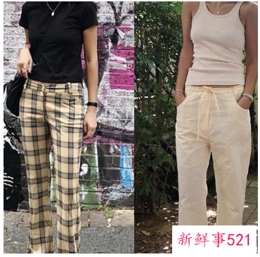 直筒裤穿搭图片