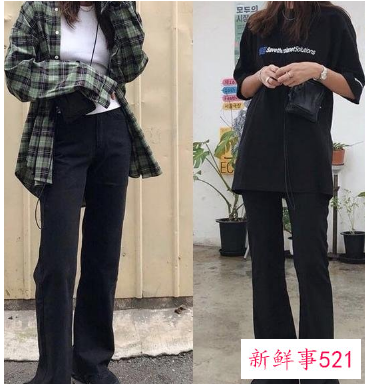 直筒裤穿搭图片