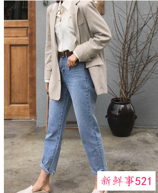 直筒裤穿搭图片