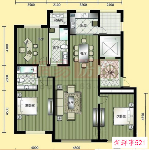 3室2厅2卫最佳户型图