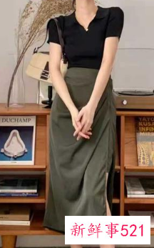 高腰开叉半身裙长裙搭配什么上衣