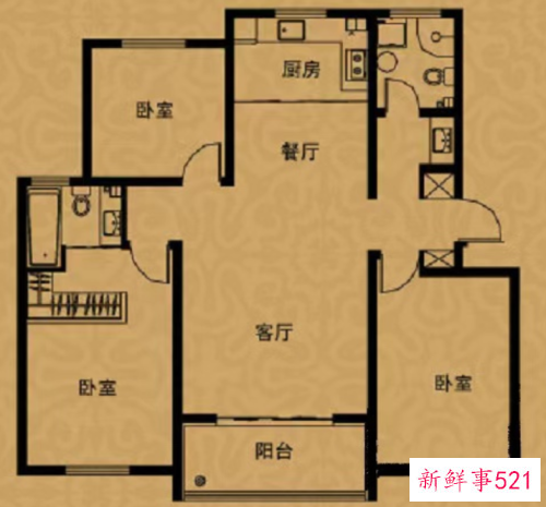 3室2厅2卫最佳户型图