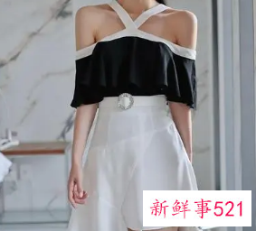 一字肩上衣搭配图片