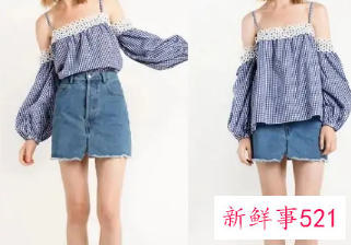 一字肩上衣搭配图片