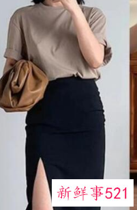 高腰开叉半身裙长裙搭配什么上衣