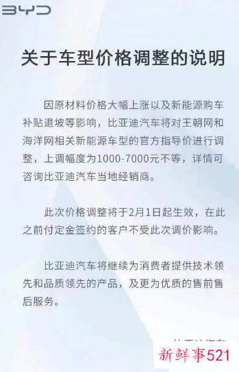 新能源汽车开年全线涨价