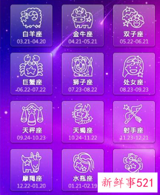 星座表十二星座表幸运色