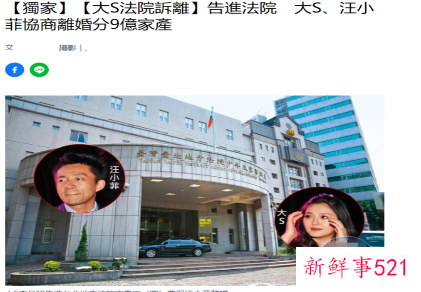 媒体曝光大S向法院起诉离婚