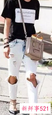 牛仔裤配什么上衣好看图片 女士