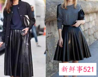 秋冬长款皮裙怎么搭配