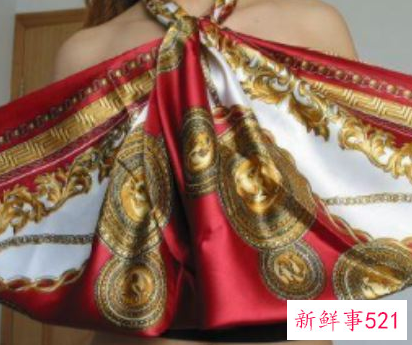 丝巾系成衣服法