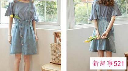 牛仔背带裙女