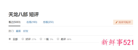 新版《天龙八部》创系列豆瓣最低分