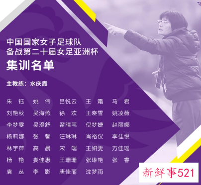 女足亚洲杯2022国足集训大名单