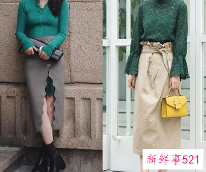 墨绿色半身裙搭配