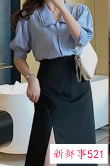 开叉黑裙子配什么上衣