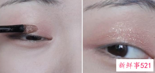 简单不失华丽感咖啡金色眼妆