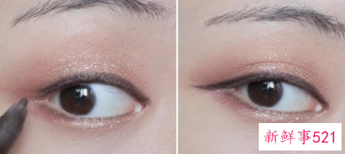 简单不失华丽感咖啡金色眼妆