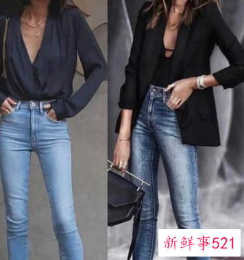 女直筒牛仔裤配鞋图片