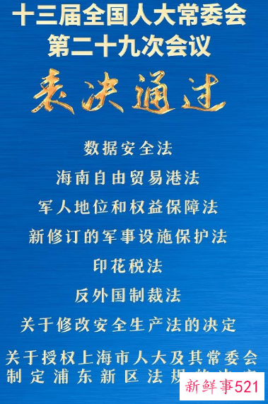《反外国制裁法》等多项法案及决定获人大表决通过