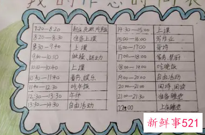 小学生一天的作息时间手抄报