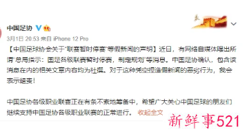 中国足协回应联赛停赛：凭空捏造