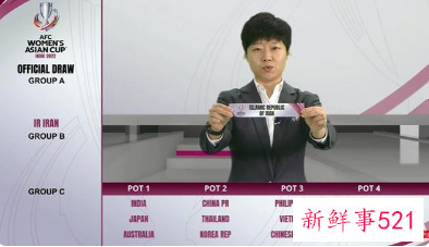 2022女足亚洲杯分组结果